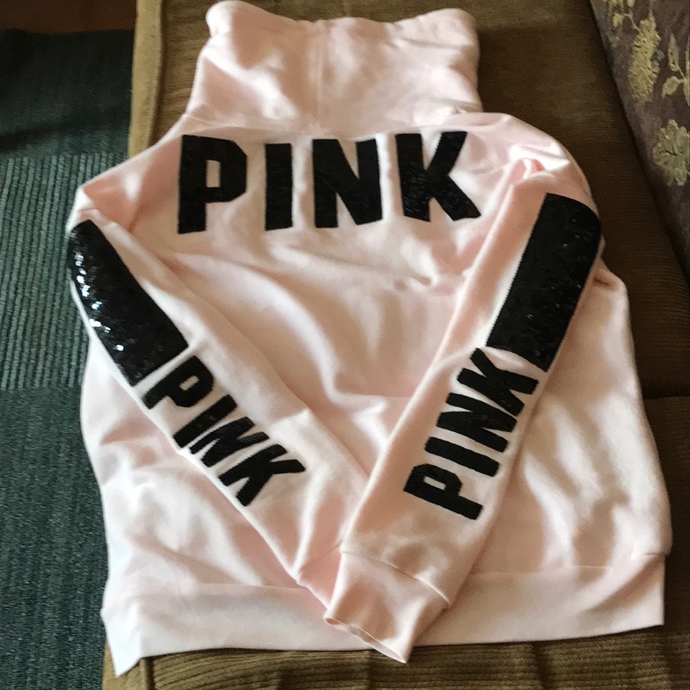 VS Pink Bling Cowl Neck Sweatshirt